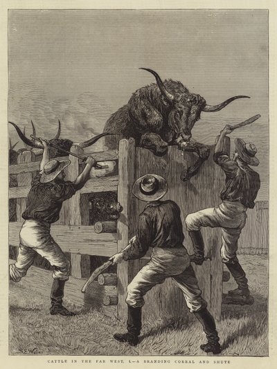Kvæg i det fjerne vesten, I, en Branding Corral and Shute af Samuel Edmund Waller